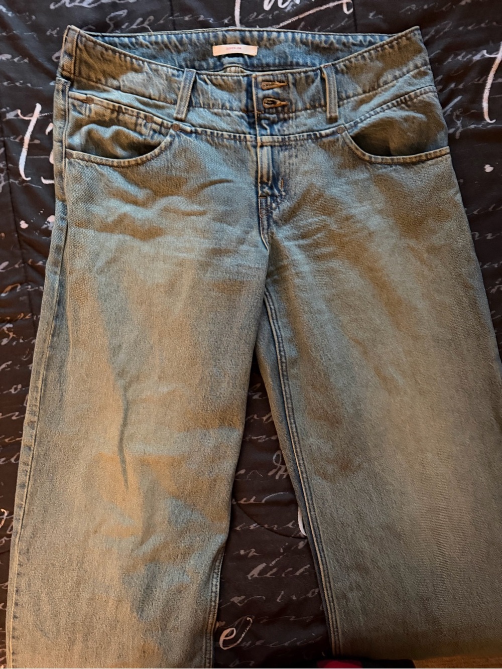 Levi's Women's Straight Leg Jeans in Light Blue-Green Wash